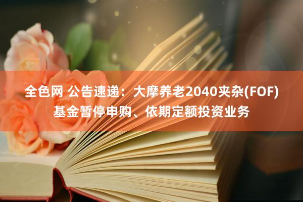 全色网 公告速递：大摩养老2040夹杂(FOF)基金暂停申购、依期定额投资业务