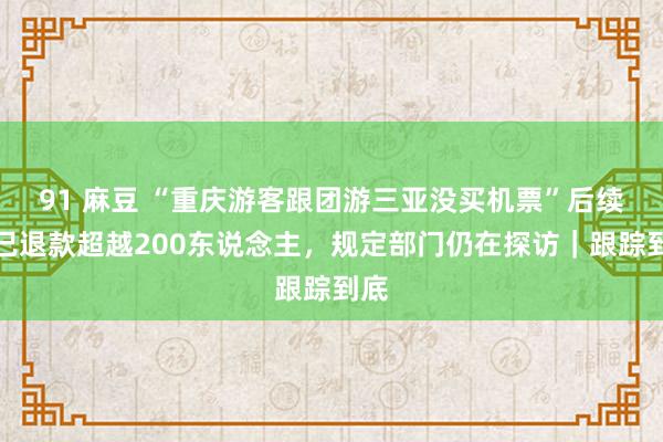 91 麻豆 “重庆游客跟团游三亚没买机票”后续：已退款超越200东说念主，规定部门仍在探访｜跟踪到底